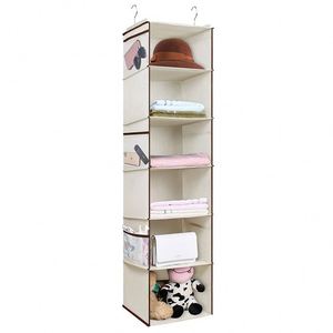 Wholesale 6-Layer Custom Logo Rectangle Wardrobe Storage Bag Hanging Organizer <b>Hooks</b> Non-Woven Fabric Folding for Clothes Sewing - Product Image 6