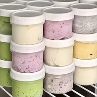 Pot à glace en PP blanc à large ouverture, récipient en plastique résistant au congélateur avec couvercle à vis, pot de stockage pour gelato et sorbet, ensemble réutilisable de qualité alimentaire
