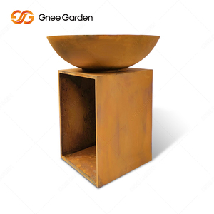 เตาย่างบาร์บีคิวกลางแจ้งในสวนขนาดใหญ่ที่กำหนดเองได้เหล็กคอร์เทนสูงสีดำสำหรับเก็บไม้และเตาไฟสำหรับงานปาร์ตี้ - Product Image 5