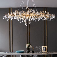 Style de luxe goutte d'eau linéaire cristal LED lustre design salon salle à manger chambre éclairage personnalisation