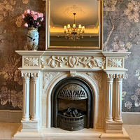Manteau de cheminée en marbre, cadre de cheminée, manteau de cheminée de luxe en marbre naturel sculpté à la main pour la décoration intérieure de villas et de maisons