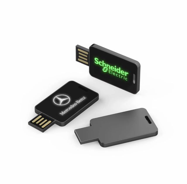 New Popular Nice Slim Metal USB Flash Drive With Led Logo Flat USB Memory Stick
