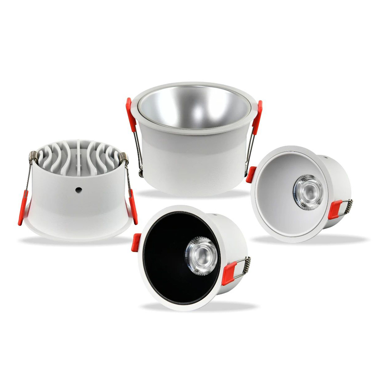 Black White Recessed Antiglare Spotlight Round