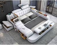 Lit Intelligent Multifonctionnel Lit de Massage Lit de Couchage King Size Moderne en Cuir Tissu Tatami Chambre Avec Rangement Sécurisé