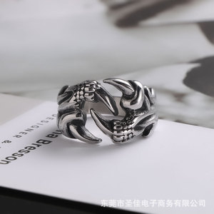 Bold Retro Dragon Claw Titanium Steel <b>Ring</b> Open Design For Men SA730 - Product Image 4