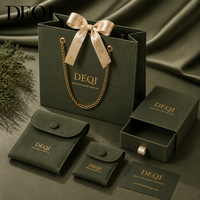 Caja de Embalaje de Joyería de Lujo Personalizada DEQI, Caja de Papel con Cajón para Joyería, Bolsa para Joyas y Bolsas de Embalaje, Juego de Embalaje para Joyería