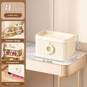 Nhà hiện đại đơn giản gấp vuông hộp lưu trữ PP nhựa cán cửa bàn trang điểm tổ chức mỹ phẩm lưu trữ tủ - Product Image 6