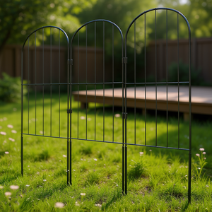 Clôture décorative de jardin 24 po H x 11 pi L en métal à sommet arqué, sans creuser, pour usage extérieur et sécurité du jardin - Product Image 2