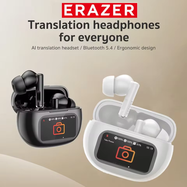 Lenovo ERAZER XP12 AI Translation Earphones V6.0 Headphones TWS Wireless Earbuds HiFi Noise Canceling Microphone LCD Screen