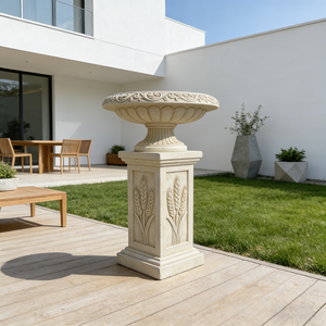 Set di Vasi e Piattaforme Decorative in Resina Artigianale con Motivi di <span class=keywords><strong>Grano</strong></span> Giallo Chiaro e Erba Arricciata, Decorazione per la Casa - Product Image 4
