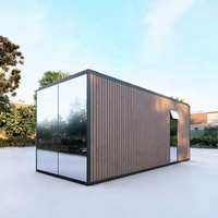 Maison préfabriquée en conteneur avec miroir, cabine, appartement et villa, design de pièce en verre trempé rectangulaire, maison préfabriquée