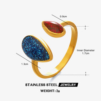 Bague ouverte géométrique en forme de goutte d'eau, style vintage français, en acier titane réglable, tendance européenne et américaine