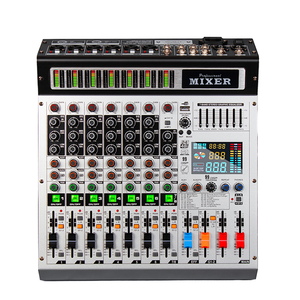 Mixer de Áudio Profissional Debra TX-8 Console Digital de Música de 8 Canais Material Acrílico Saídas XLR 99 Efeitos de Reverb Integrados - Product Image 4