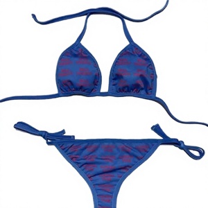 Ensemble bikini 2 pièces de luxe décontracté à imprimé géométrique de créateur, séchage rapide, respirant, en Spandex/Polyester, vente en gros - Product Image 3