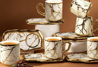 Ensemble de café et de thé de 12 pièces pour 6 personnes, design luxueux, tasses en porcelaine céramique, capacité de 3 oz/90 ml, espresso/soucoupes/cappuccino