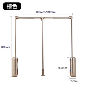 Appendiabiti telescopico verticale in alluminio con doppio ammortizzatore, per armadio, montaggio a parete/porta, per asciugare i vestiti - Product Image 4
