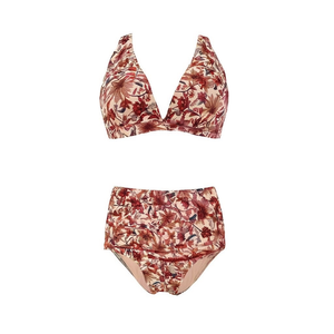 Costume da bagno bikini taglie forti con stampa floreale, top all'americana e slip a vita alta SQ67705 - Abbigliamento mare donna - Product Image 2
