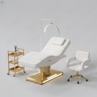 Table de massage électrique de luxe Xinman en cuir chocolat marron, trois moteurs, pour salon de beauté et extensions de cils