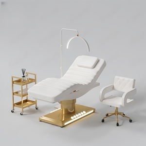 Table <span class=keywords><strong>de</strong></span> massage électrique <span class=keywords><strong>de</strong></span> luxe Xinman en cuir chocolat marron, trois moteurs, pour salon <span class=keywords><strong>de</strong></span> beauté et extensions <span class=keywords><strong>de</strong></span> cils - Product Image 4