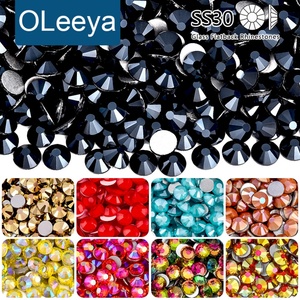 OLeeya Factory Wholesale SS30 Crystal Glass Rhinestones Non Hotfix Flatback for 3D Nail Art Glue on Rhinestones - Product Image 1
