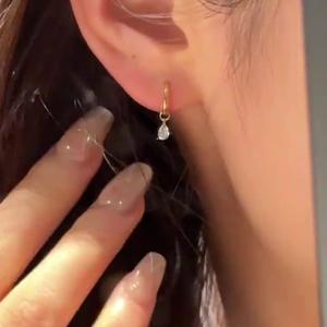 Boucles d'oreilles pendantes en argent sterling S925, exquises et polyvalentes, avec anneau de comète, goutte d'eau, diamant étincelant, étoile, pluie - Product Image 2