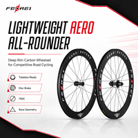 Set Roda Sepeda Jalan Raya Karbon Ferei T Series 700C T700 Aero Tubeless Ready Disc Brake dengan Hub AOTOAO yang Dipatenkan