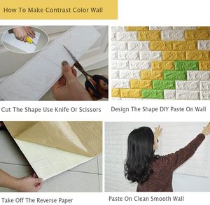 Panneaux muraux 3D en mousse PE moderne de couleur personnalisée pour la décoration intérieure avec des autocollants en papier peint <span class=keywords><strong>effet</strong></span> <span class=keywords><strong>brique</strong></span> dans un sac OPP pour la décoration intérieure - Product Image 6