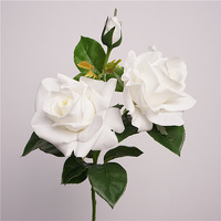 3 Têtes 68CM Fleurs Artificielles Real Touch Fleur Hydrater Lyon Rose pour Intérieur Maison Fête Mariage Décoration