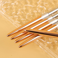 Ensemble de 6 pinceaux à ongles en nylon doux avec manche en cristal or rose personnalisable et virole en cuivre pour manucure en salon