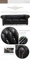 Ensemble de canapés Chesterfield américains de luxe, vintage, marron, capitonné, écologique, revêtement en PU, cuir véritable, salon