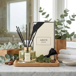 Aikun OEM Luxury Frosted Glass 150ml Glass Bottle Packaging Box <b>Reed</b> <b>Diffuser</b> Gift Set IP12 Formula For Living Room Hotel SPA - Product Image 1