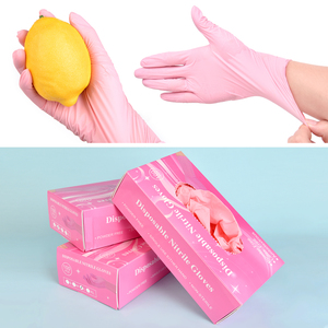 Guantes de Nitrilo Desechables Profesionales Color Rosa, Paquete de 100 Unidades, Impermeables, Antideslizantes, de Grado Alimenticio, para Salón de Uñas, Belleza, Manipulación de Alimentos y Uso Doméstico - Product Image 1