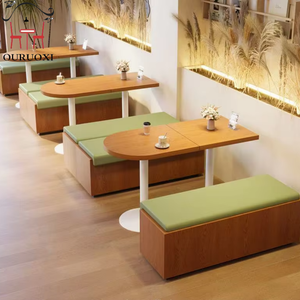 Muebles <span class=keywords><strong>de</strong></span> Madera Personalizados para Restaurante, Cafetería, Bar, Asientos <span class=keywords><strong>de</strong></span> Esquina en Forma <span class=keywords><strong>de</strong></span> Cabina, Juego <span class=keywords><strong>de</strong></span> Sofás <span class=keywords><strong>de</strong></span> Cuero - Product Image 2