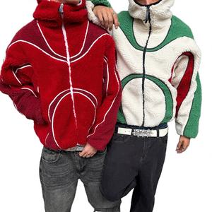 Chaqueta Sherpa con Capucha para Hombre, Nueva Colección, Casual, Gruesa, de Forro Polar, Transpirable, con Cierre, Holgada, con Bloques de Color, Cálida para Invierno - Product Image 4