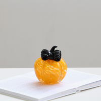 Sculpture de citrouille cannelée en verre soufflé à la main avec nœud papillon, vente en gros, décoration d'automne, de Thanksgiving et d'Halloween, décoration de table