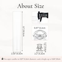 Porte-bougie cylindrique en verre borosilicate de haute qualité, avec un design conique coupe-vent, idéal pour les mariages et les fêtes.