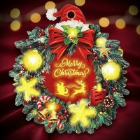Vorrätige Umweltfreundliche Weihnachtskranz-Dekorationen Batteriebetriebene Blaue Lichter Beschichtetes Papier EVA-Material Neujahrsgeschenk-Ornamente