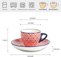 Ensemble de tasses à expresso en céramique de 2 oz, assorties, avec soucoupe, mini tasses en porcelaine pour latte, mocha, thé