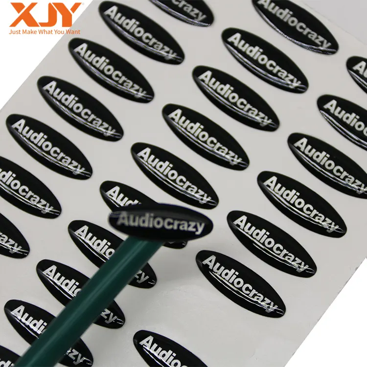 XJY 사용자 정의 다이 컷 포장 로고 스티커 방수 무작위 노트북 및 오토바이 비닐 시트 팩 3D 플라스틱 둥근 모양