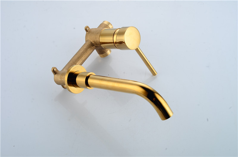 Luxury wall mounted brass double handle black Concealed  basin mixer faucet