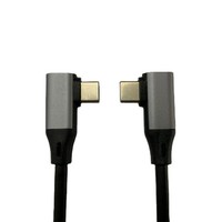Cable de Datos USB 3.1 Tipo-C de 90 Grados con Doble Conector, 16 Núcleos, 1m, Malla de Protección, Revestimiento TPE, Funcionalidad de Carga Rápida PD Integrada