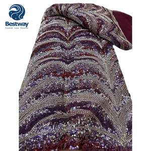 Bestway noir broderie dentelle tissu perles avec paillettes <span class=keywords><strong>afrique</strong></span> dentelle brodé maille dentelle tissu pour la fête - Product Image 6