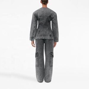 Jeans da <span class=keywords><strong>Donna</strong></span> Grigio Vintage con Logo Personalizzato, Vita Media, Tasche con Patta, Traspiranti, Ecologici, Lavabili, Vestibilità Larga e Dritta - Product Image 3