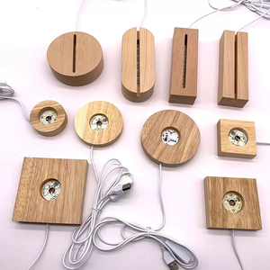 Lámpara de Noche con Base de Madera de Forma Ovalada, Lámpara LED de Madera, Luz Blanca Cálida, USB, Base de Madera de Haya Natural Ovalada - Product Image 4