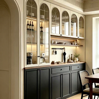 Buffet rétro de luxe avec porte en verre cintrée et tiroir supérieur en bois pour hôtel et villa