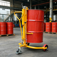 Chariot élévateur industriel à palettes à très large base, capacité 250 kg, DTW250, avec pompe à pied pour déplacement de fûts d'huile