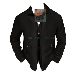 Veste de sport vintage à col waffle à manches longues pour homme, coupe-vent, manteau d'automne en polyester/coton - Product Image 3