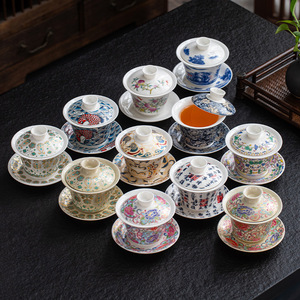 Set da Tè Gongfu in Porcellana PFT, Stile Minimalista Avorio, Tre Pezzi con Coperchio e Ciotola per Preparazione del Tè a Casa - Product Image 3