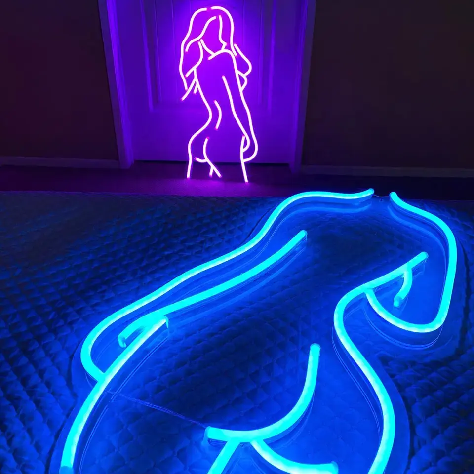 Personalised led illuminated acrylic live nudes body neon sign love gym for wall decor