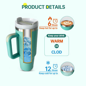Nouveau produit 2025 vente chaude <span class=keywords><strong>ECP</strong></span> Friendly va au lave-vaisselle gobelet en acier inoxydable à double paroi 40oz avec poignée et paille - Product Image 5